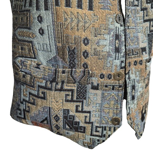 Vintage BOI Collection Womans Tapestry Vest Geometric Patterns Size M HS245 - Picture 6 of 7